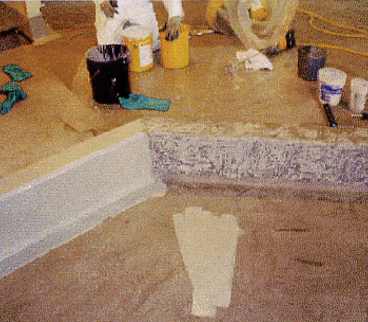 Coating of Curbs with SikaFloor 90N neat.